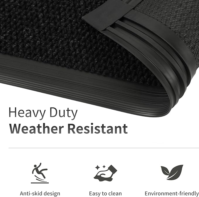 3ft x 13ft Front Door Mat Indoor Outdoor Entrance, Commercial Heavy Duty Entryway Matt, Non-Slip Rubber Backing Low Profile Doormat, Waterproof Dirt Trapper Welcome Mat for High Traffic Area
