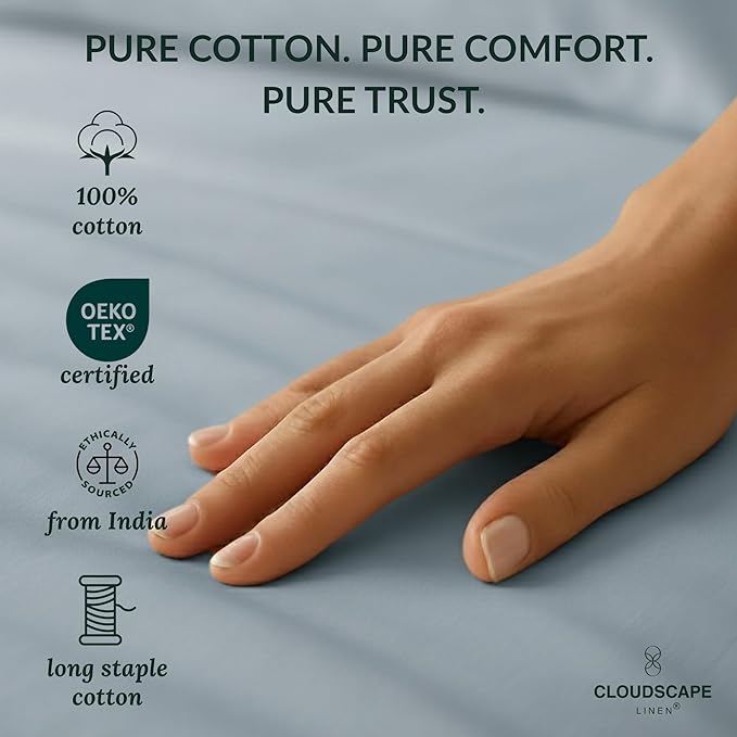 Egyptian Cotton Twin XL Size Sheets Set, 4 French Blue