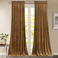StangH Gold Brown Velvet Curtains 96 inches for Living Room, Room Darkening Thermal Insulated Privacy Drapes for Sliding Door, Vintage Wall Backdrop for Holiday, W52 x L96, 2 Panels
