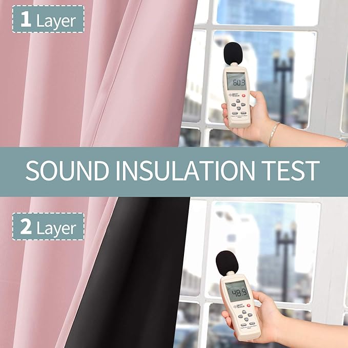 BGment Baby Pink 100% Blackout Curtains for Girls Bedroom 45 Inch Length, Thermal Insulated Full Light Blocking Grommet Noise Cancelling Small Window Curtains for Nursery 2 Panels Each 52 Inch Wide