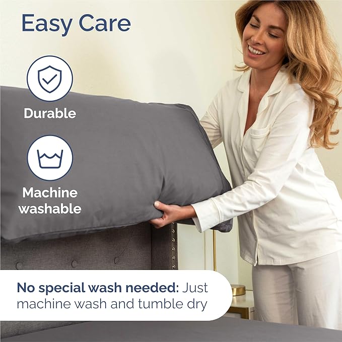 Twin XL 4 Piece Sheet Set - Cooling, Comfy & Breathable - Hotel Luxury Bedding, Includes Fitted Sheet for Women, Men, Kids & Teens - 1 Flat, 1 Fitted Sheet, 2 Pillowcases w/Deep Pockets - Dark Grey