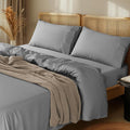 LBRO2M 100% Cotton Sheets Set Deep Pocket 24", 1000 Thread Count Queen Size 4 Piece Bed Sheet Sets Soft Comfortable Bedding All Season (Queen, Gray)
