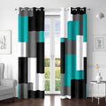 Teal/Turquoise 100% Blackout Curtains for Bedroom 84 inch Length 2 Panels Set Black White Grey Modern Abstract Geometric Black Out Curtains Room Darkening Window Drapes for Living Room, 52Wx84L