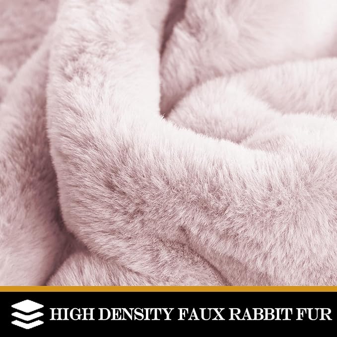 Latepis Light Pink Fluffy Rug 5x7 Washable Non-Slip Faux Rabbit Fur Fuzzy Shag Soft Rug for Living Room, Bedroom, Kids Room, Nursery and Dorm
