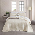 CHIXIN Bedspread Coverlet Quilt Set Full Size - Lightweight Bedding Cover - Ultrasonic Quilting - 5 Piece Reversible Bedspread - Elegant Damask Paisley Pattern (Full, Ivory)