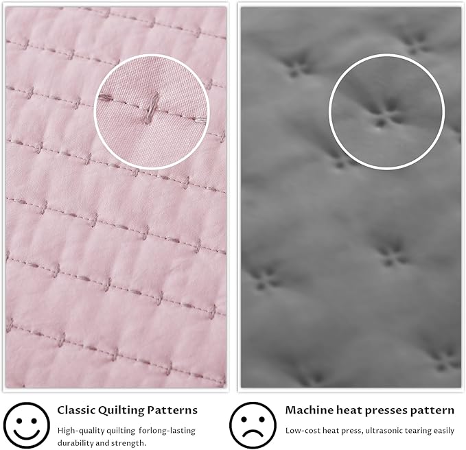 Oversized King Quilt Set 112"x106" – Soft Washed 3-Layer Lightweight California King Bedspread, Minimalist Nordic Design, All-Season Spring & Summer Quilt Set (1 Quilt + 2 Pillow Shams), Pink