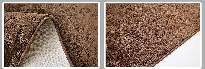 Custom Length Hallway Runner Rug,Slip Resistant,Floral Brown, 26 Inch X 34 feet, Sold and Priced Per Foot