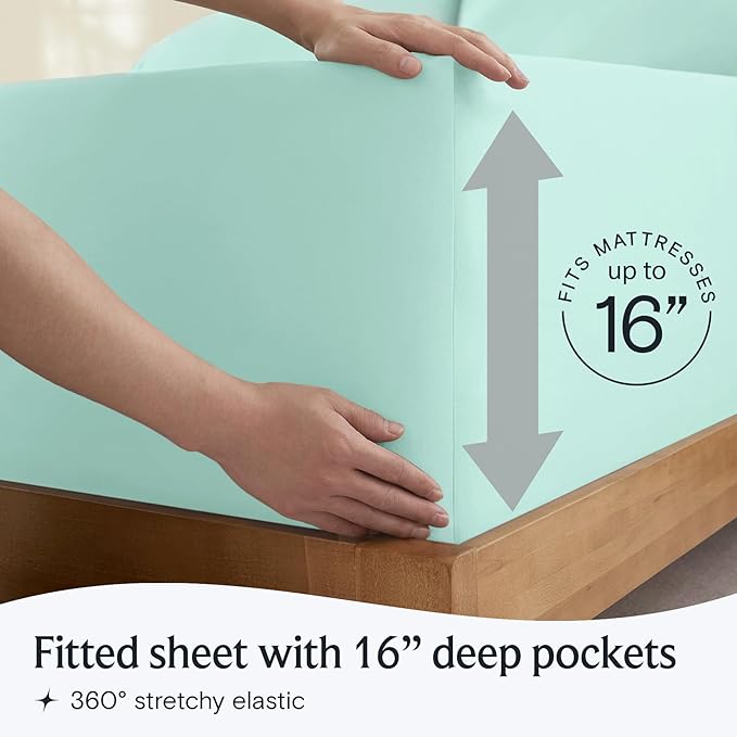 LuxClub 3 PC Twin XL Sheet Set, Deep Pockets Wrinkle Free Cooling Bed Sheets Hotel Bedding for Women, Men, Kids & Teens, Includes 1 Fitted Sheet, 1 Flat Sheet and 1 Pillowcase-Silky Soft Aquamarine