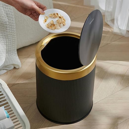 URALFA Automatic Motion Sensor Bathroom Trash Can with Lid, Touchless Trash Bin, Smart Dog Proof Garbage Can, Small Waste Basket for Toilet, Office, Bedroom, 2.8 Gallon, Dark Grey