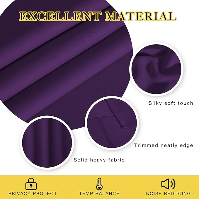 NICETOWN Blackout Room Divider Curtains for Sliding Glass Doors 102 Inches Long 1 Panel, Extra Wide Curtains for Doorway Patio Bedroom Living Room (Royal Purple, 80Wx102L, 1 Panel)