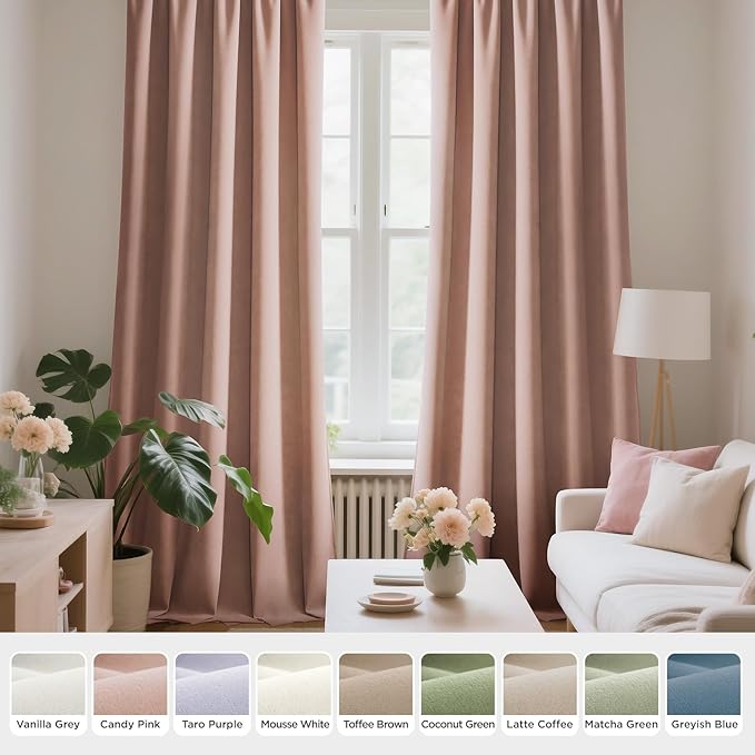 Joydeco Candy Pink Velvet Curtains 84 Inches 2 Panels, Luxury Thermal Insulated Soft Pink Curtains for Bedroom & Living Room, Room Darkening Velvet Drapes, Rod Pocket (52W x 84L)