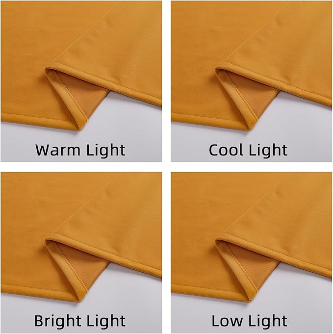 Joydeco Yellow Velvet Curtains 96 inch Length 2 Panels, Luxury Blackout Rod Pocket Thermal Insulated Window Curtains, Super Soft Room Darkening Drapes for Living Dining Room Bedroom,W52 x L96 inches