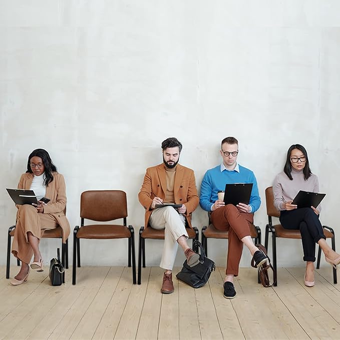 VINGLI Rustic Waiting Room Chairs: 10-pack PU Stackable Church & Office Chairs for Conference Room, Reception, & Lobby