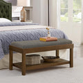 24KF Large Rectangular Storage Bench,Upholstered Seat Cushion,Ottoman Coffee Table with Removable Granite Cushion for Living Room,Entryway Bench Bed Bench with Solid Wood Shelf,5069-Granite