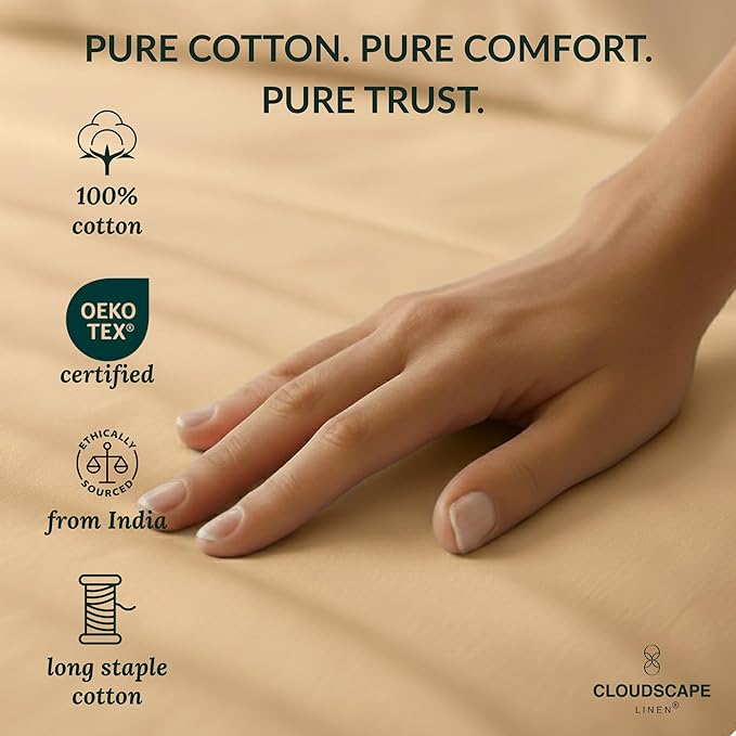 Cloud Scape Linen 100% Egyptian Cotton Split King Sheet Set for Adjustable Bed,400 Thread Count, 5 Pcs Bedding Set, Soft, Breathable and Durable, Deep Pockets up to 17, Linen