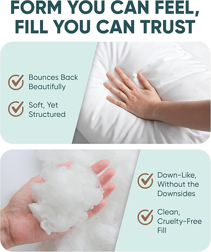 Pillowflex Synthetic Down Alternative Pillow Inserts for Shams - Comfy Pillows for Sleeping, Perfect Pillow & Best Sleeping Pillows, Handmade Down Alternative Throw Pillow Inserts - (24x24 Set of 2)
