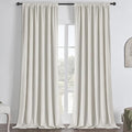 Joydeco White 100% Blackout Curtains 102 Inch 2 Panels, Luxury Thermal White Velvet Curtains for Bedroom Living Room, Soundproof Blackout Window Drapes, Rod Pocket & Back Tab (52W x 102L)