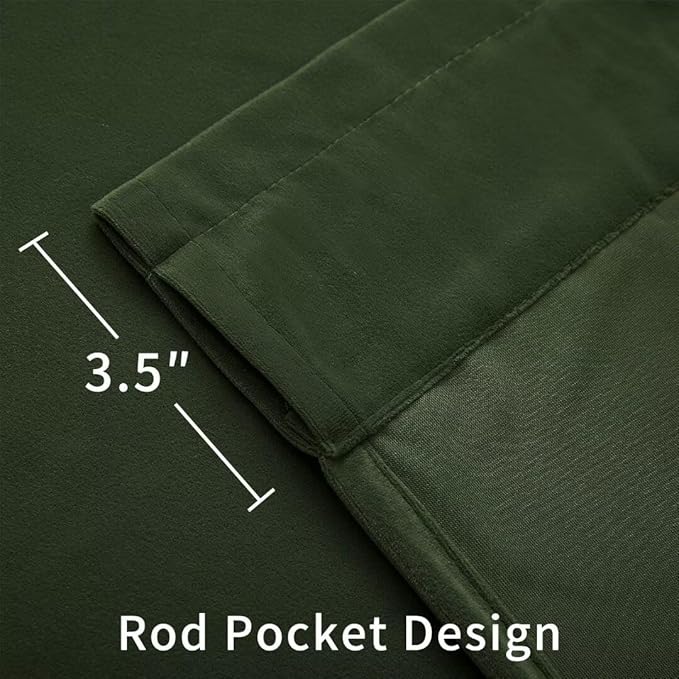Joydeco Dark Olive Velvet Curtains 120 inch Length 2 Panels, Luxury Blackout Rod Pocket Thermal Insulated Window Curtains, Super Soft Room Darkening Drapes for Living Room Bedroom,W52 x L120 inches