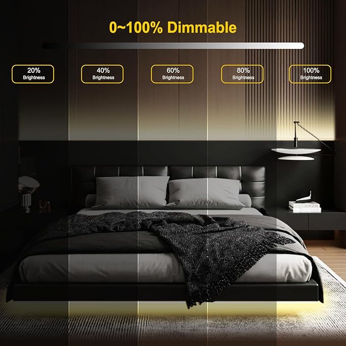 COB LED Strip Light,CCT Dimmable Strips Light,2700K-6500K,6.56ft/2m,8mm Wide,CRI90+ 24V LED Strips Kit with Bluetooth APP Control/Music Mode,for Bedroom,Kitchen,DIY Lighting