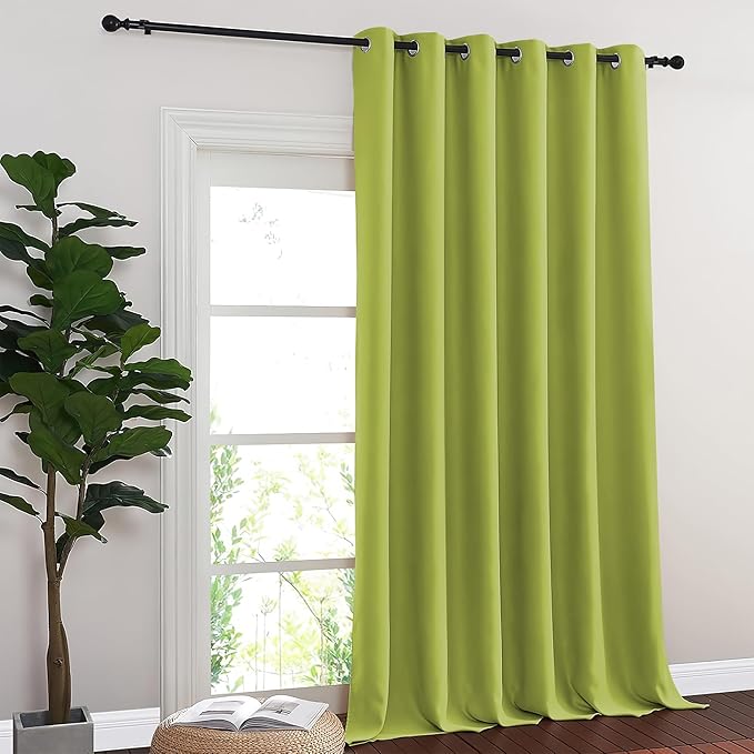 NICETOWN Fresh Green Blackout Curtains for Bedroom 95 Inch Length - Thermal Insulated Room Darkening Privacy Grommet Window Drapes for Boys Room, Set of 1 Panel, 80 x 95 Inch