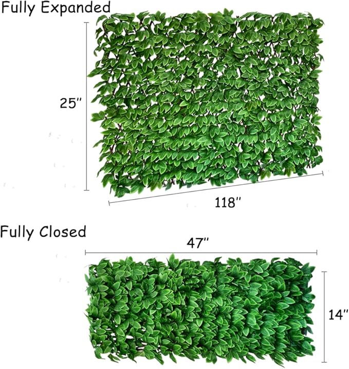 Sumery Expandable Fence Privacy Screen for Balcony Patio Outdoor,Decorative Faux Ivy Fencing Panel,Artificial Hedges (Single Sided Leaves) (2, Peony Leaf)