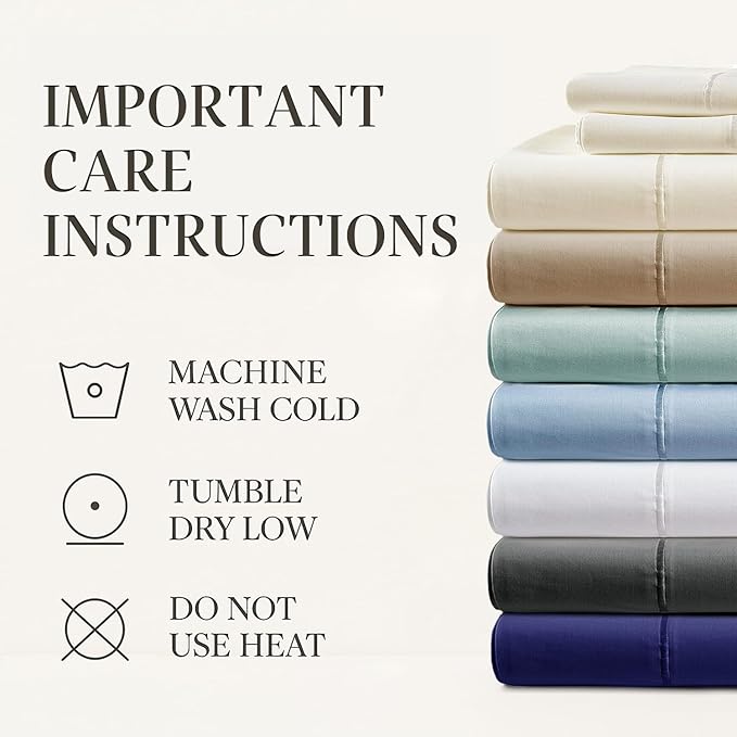 Hyde Lane Luxury 1000 Thread Count 100% Cotton Sheets | Very Soft & Thick - Fits Upto 20" Mattress | Sateen Weave Bed Sheets 18" Deep Pocket- 4 PC Sheet Set (Ivory/Cream, Split King)