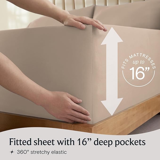LuxClub 3 PC Twin Sheet Set, Deep Pockets Wrinkle Free Cooling Bed Sheets Hotel Bedding for Women, Men, Kids & Teens, Includes 1 Fitted Sheet, 1 Flat Sheet and 1 Pillowcase-Silky Soft Light Khaki