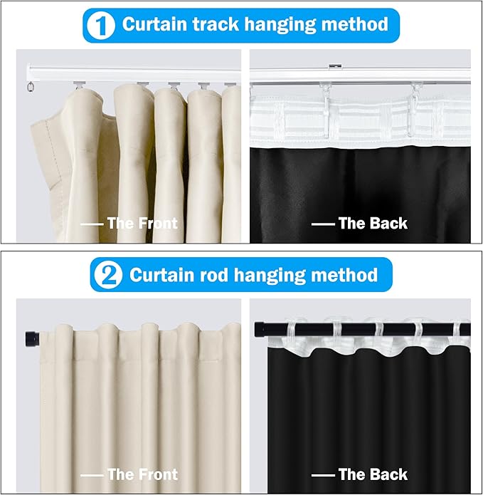 Room Divider Curtains Total Blackout Privacy Curtain Panel Room Thermal Insulated Noise Reduction Curtains for Bedroom Window Living Room Ceiling Track Curtain W 10 ft × H 7 ft Beige