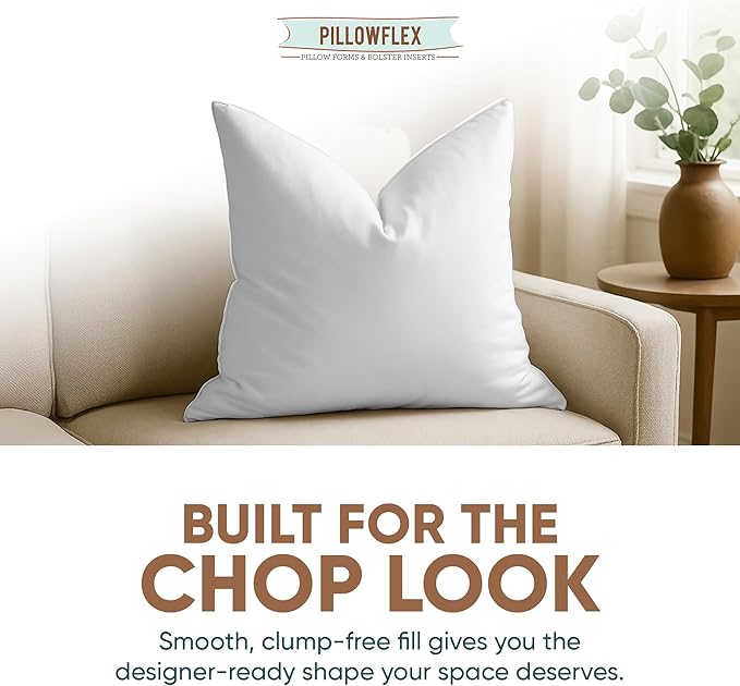 Pillowflex Synthetic Down Alternative Pillow Inserts for Shams - Comfy Pillows for Sleeping, Perfect Pillow & Best Sleeping Pillows, Handmade Down Alternative Throw Pillow Inserts - (30x30 Set of 2)