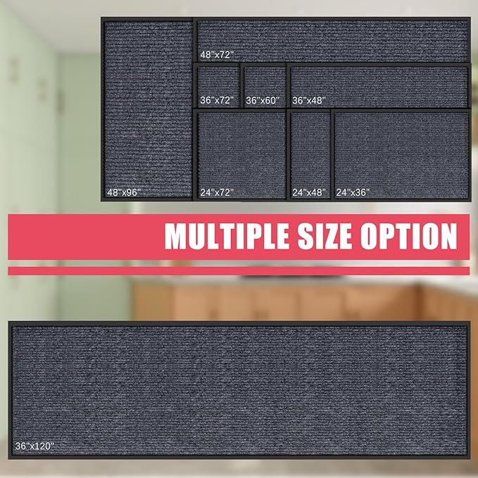 Kuyal Front Door Mat, 2'x6' Indoor Outdoor Entrance Mat, Commercial Floor Mats Inside Outside Entrance, Heavy Duty Durable Welcome Mats, Rubber Backing Non Slip Outdoor Mats for Entryway,Dark Gray