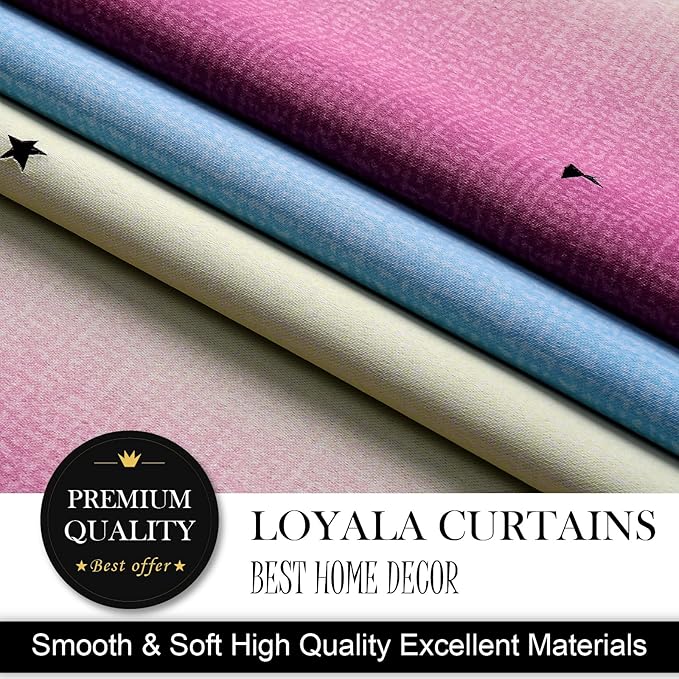 Star Curtains, Kids Curtains, Room Curtains for Bedroom, Living Room Curtains, Light Blocking Curtains, Nursery Curtains, Kawaii Curtains, Curtains 96 Inch Length 2 Panels, 52 X 96 Inches