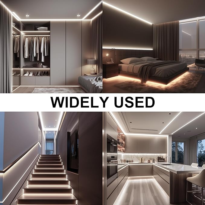 White COB LED Strip Lights 32.8ft, 6500K Dimmable Ultra Bright Daylight White 24V LED Light, 3200 LEDs Flexible CRI 93+ COB Light strips for room, Mirror, Kitchen, Bedroom（Remote control not included）