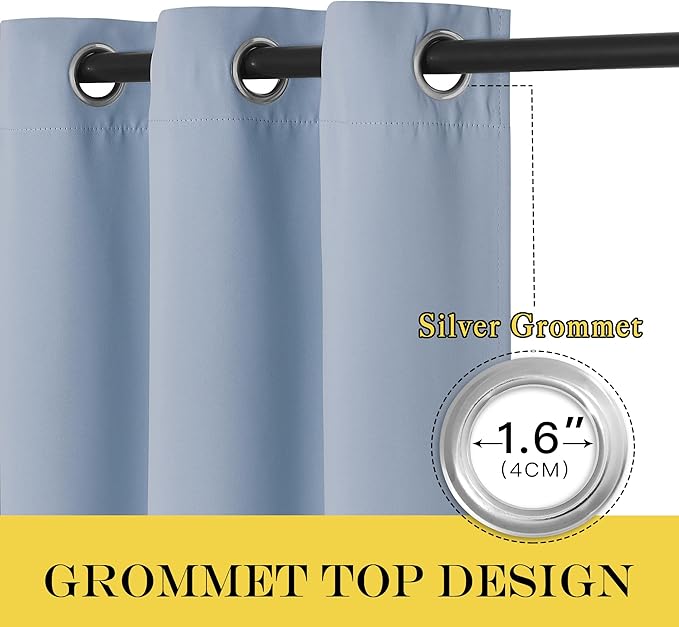 NICETOWN Bedroom Curtain Room Darkening Drapery 102 inches Length - Home Fashion Thermal Insulated Grommet Room Darkening Curtain for Living Room (Vintage Blue, 1 Panel, 52 x 102 inches)