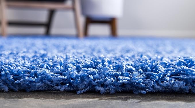 Unique Loom Solid Shag Collection Area Rug (2' 6" x 13' 1" Runner, Periwinkle Blue)