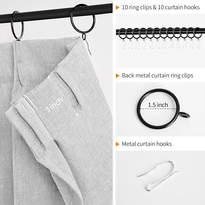 WdFour 24x30 Inch Pinch Pleated Blackout Cafe Curtains - Pack of 2, 100% Light Blocking Back Tab Drapes for Half Windows, Kitchen & Bathroom Short Curtains (Greyish White)