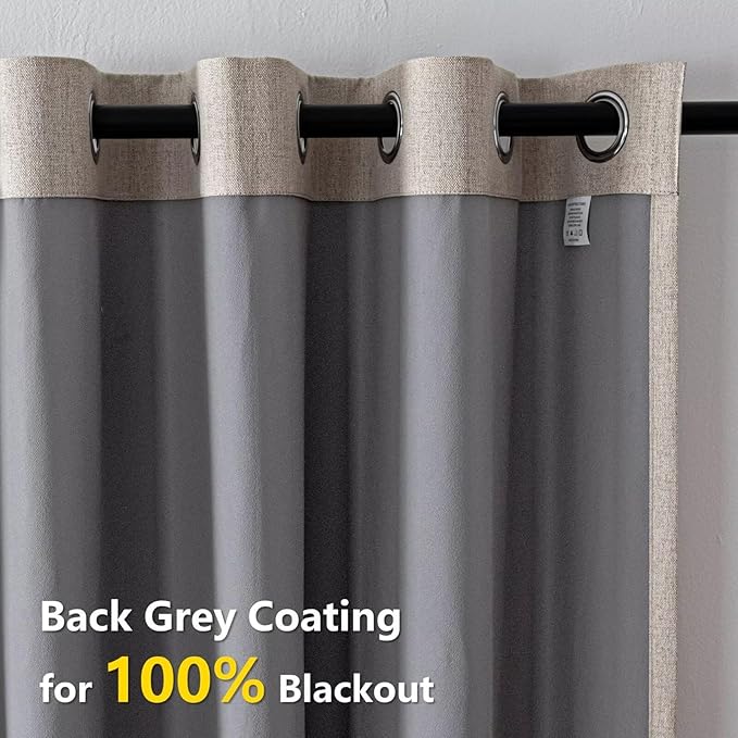 100% Blackout Curtains 72 Inch Length 2 Panels Set, Black Out Curtains for Living Room, Beige Thermal Insulated Grommet Drapes Bedroom Luxury Decor Privacy(70W × 72L inch, Beige)