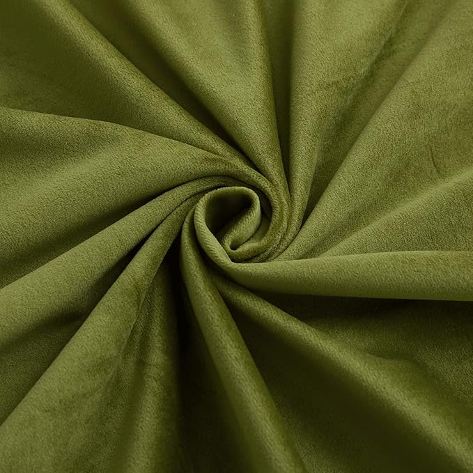 RYB HOME Velvet Curtains 63 inches Length, Back Tab & Rod Pocket Soft Fabric Curtains & Drapes for Bedroom Bathroom Cafe, Moss Green, W 42 x L 63, 2 Panels Set