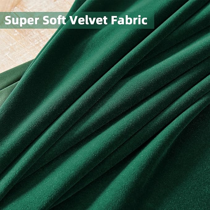 Joydeco Dark Green Velvet Curtains 63 Inches Long, Luxury Grommet Blackout Curtain 2 Panels, Thermal Insulated Privacy Room Darkening Window Drapes for Bedroom Living Room Home Theatre (52Wx63L)