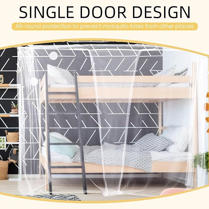 4 Corners Mosquito Net for Mosquiteros para Camas Bed Canopies Netting Bed Drapes Rectangular Mosquito Mesh for Camping Home Outdoor Travel(White,L75 X W47 X H59 Inch,1 Opening)