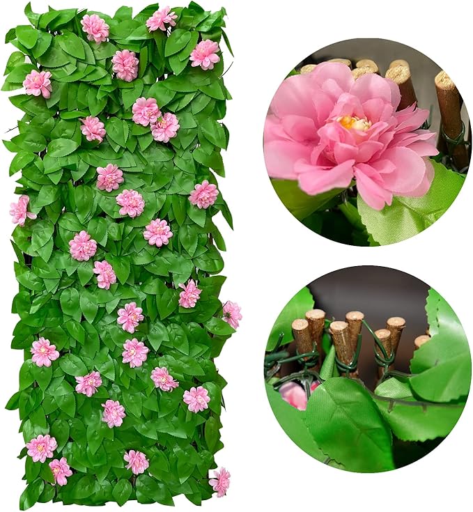 GLANT Expandable Fence Privacy Screen for Balcony Patio Outdoor,Decorative Faux Ivy Fencing Panel,Artificial Hedges (Single Sided Leaves) (2, HongGuo)