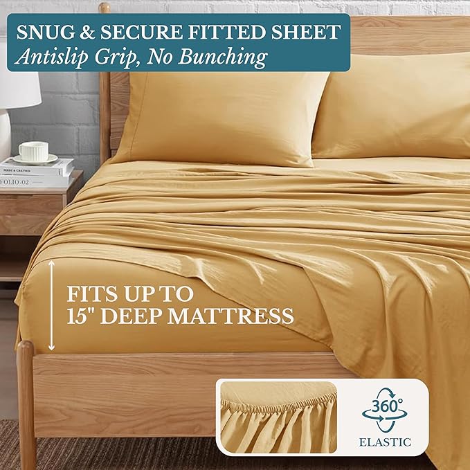 Casa Platino Bedding Sheets & Pillowcases, Breathable Bed Sheet Twin XL Size, Pre-Washed Ultra Soft & Cozy Brushed Microfiber, Cooling Twin XL Sheets, Deep Pocket Sheet Set – Cocoon