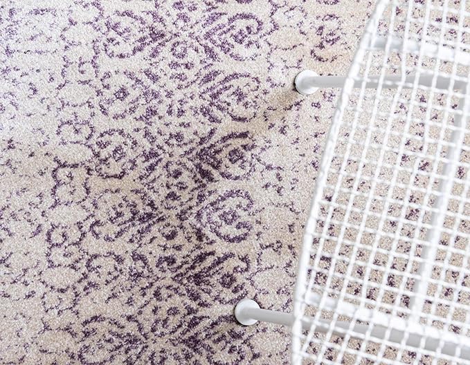 Unique Loom Del Mar Collection Area Rug - Jennifer (4' 1" x 6' 1" Rectangle, Purple/ Ivory)