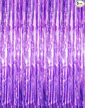 GOER 3.2 ft x 8.2 ft Metallic Tinsel Foil Fringe Curtains Party Photo Backdrop Party Streamers for Halloween Birthday,Graduation,New Year Eve Decorations (5 Packs,Purple)