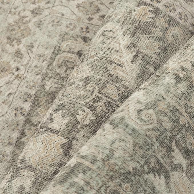 Brown 2x6 Runner Rug Vintage Area Carpet Hallway Indoor Kitchen Washable Low Pile Traditional Distressed Retro Accent Throw Rug Non Slip for Laundry Bathroom Office