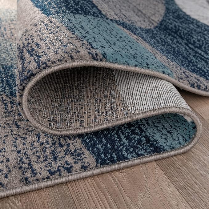 Rugshop Contemporary Abstract Circles Perfect for high Traffic Areas of Your Living Room,Bedroom,Home Office,Kitchen Area Rug 10' x 14' Blue