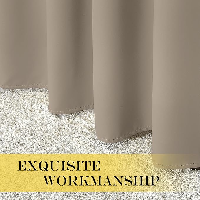NICETOWN Blackout Patio Curtains 100 x 144 Inches Long for Sliding Door Extral Wide Blackout Curtain Panels Thermal Insulated Room Divider - Grommet Top, 100" W x 144" L, 1 Panel, Taupe
