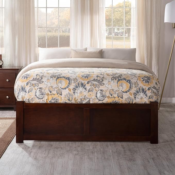 AFI Concord Full Size Platform Bed with Footboard & Full Trundle in Walnut