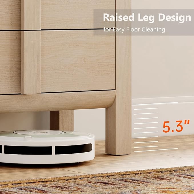 WAMPAT 3 Piece Bedroom Dresser Set, 110.2" Wide Mid Century Modern Chest of Drawers with Curved Handles, Dresser TV Stand with 12 Drawers, Wood Drawer Organizer for Bedroom, Light Oak