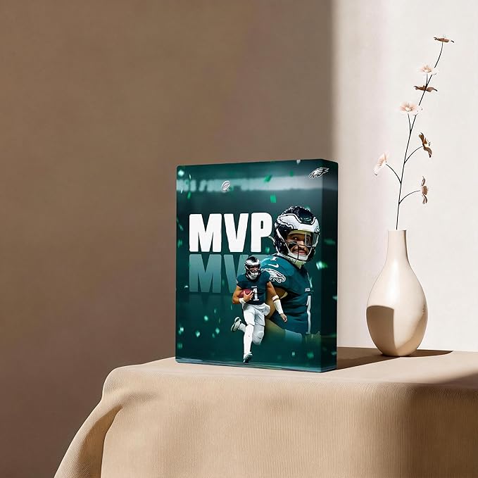 B.B.F MAKE 2025 Super Canvas Bowl Wall Art Champions MVP Hurts Canvas Wall Decor Eagles Poster Print Philadelphia Sports Star Picture Gift Modern Bedroom Living Room Home Decoration, Framed 24x30inch