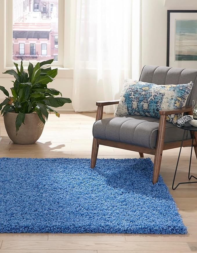 Unique Loom Solid Shag Collection Area Rug (8' x 11' Rectangle, Periwinkle Blue)